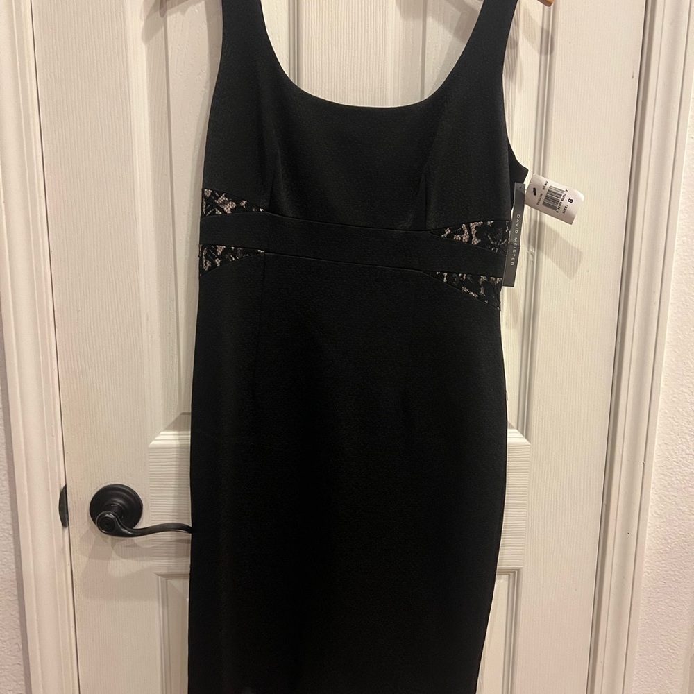 David Meister Black Dress with Lace Detail